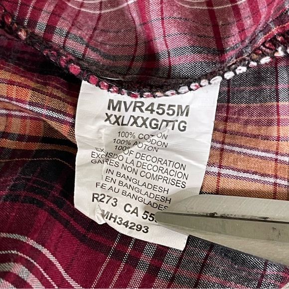 Wrangler men’s Retro Western Shirt Men's XXL Red Long Sleeve Pearl Snaps - Picture 6 of 6